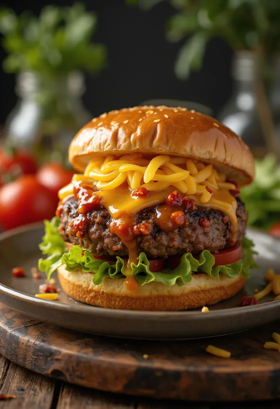 Sweet Chilli burger na tanieri
