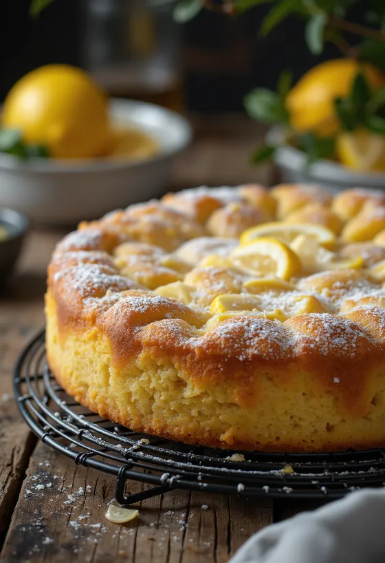 Servírovaná mandľovo-citrónová torta