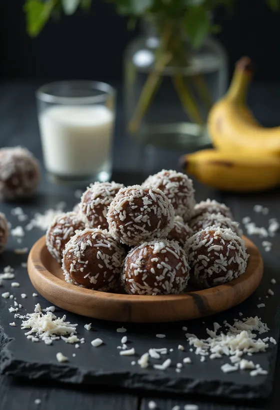 Banánové kokosové guľky v miske