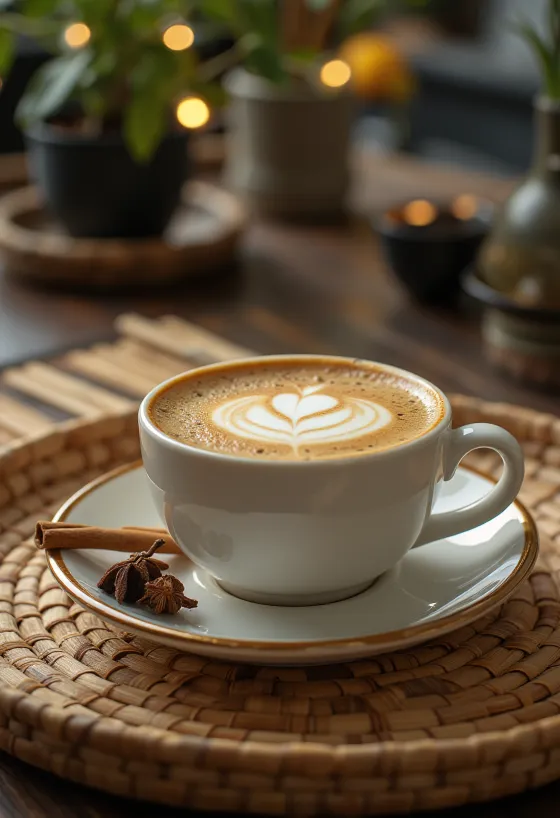 Škoricovo-klinčekové latte so šľahačkou a celou škoricou