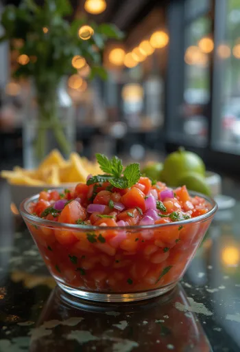 Paradajková salsa s koriandrom servírovaná v miske