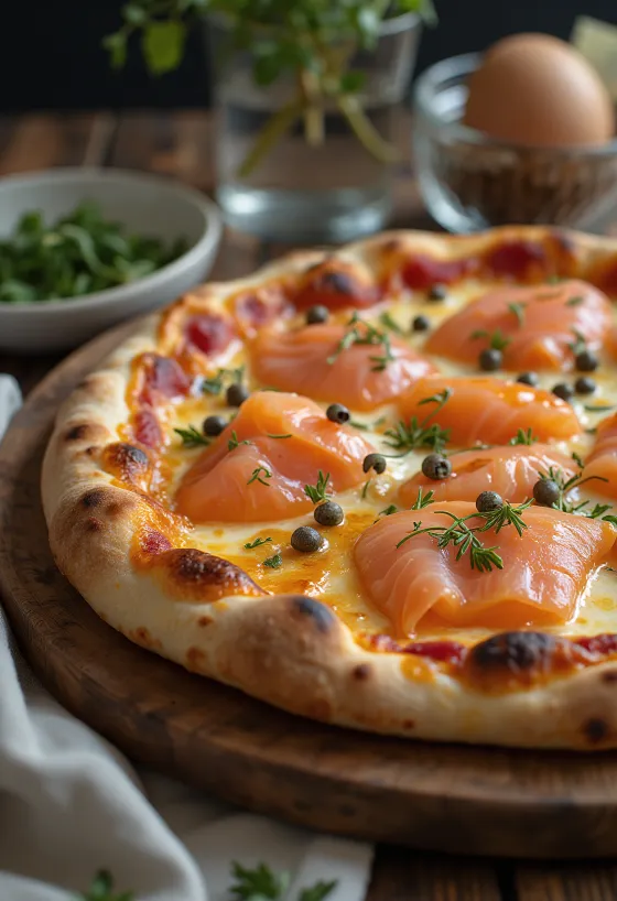 Pizza v dánskom štýle s údeným lososom