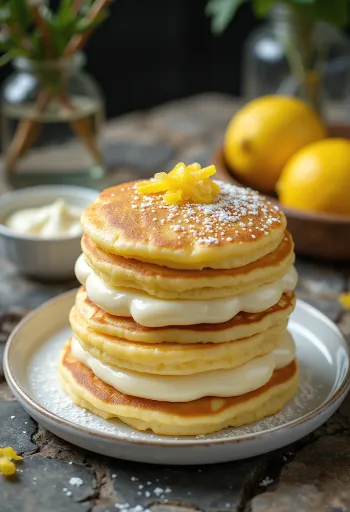 Tvarohová palacinková torta podávaná na tanieri