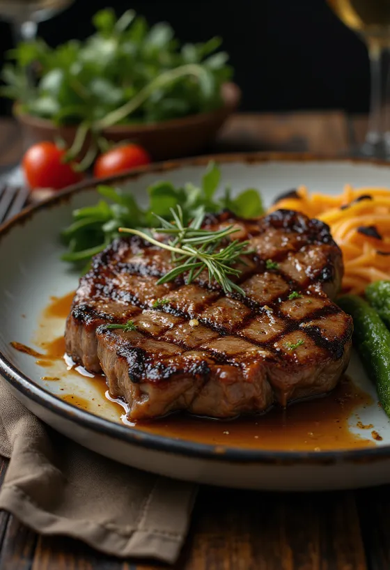 Grilovaný steak z kengury servírovaný na tanieri