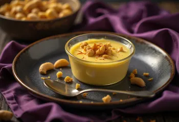Shrikhand podávaný s kešu orechmi