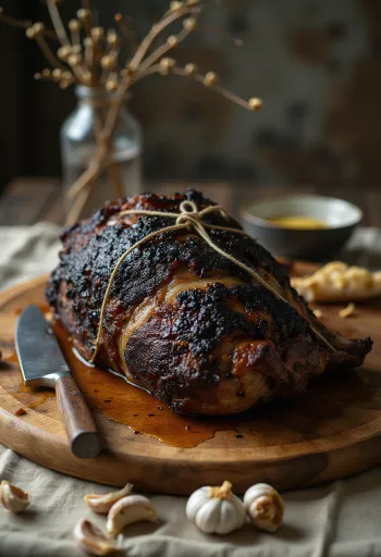 Diviak pečený na ražni s bylinkami a pečenou zeleninou