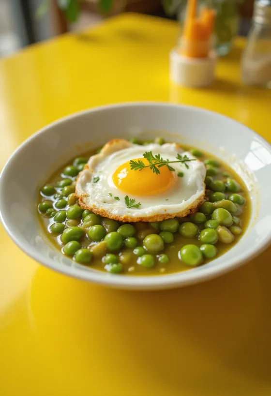 Krémový hráškový prívarok posypaný čerstvou petržlenovou vňaťou