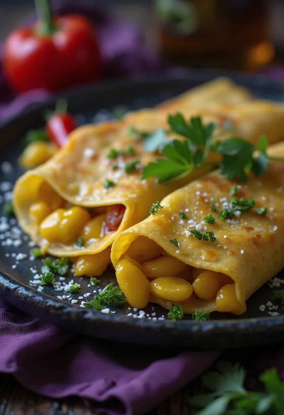 Zeleninové kari palacinky čerstvo upečené