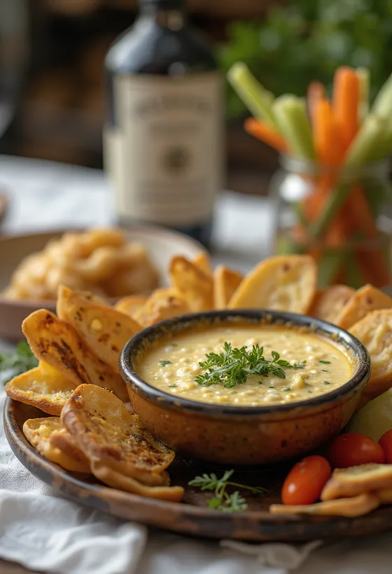 Bagna cauda s maslom a smotanou, podávaná s čerstvou zeleninou