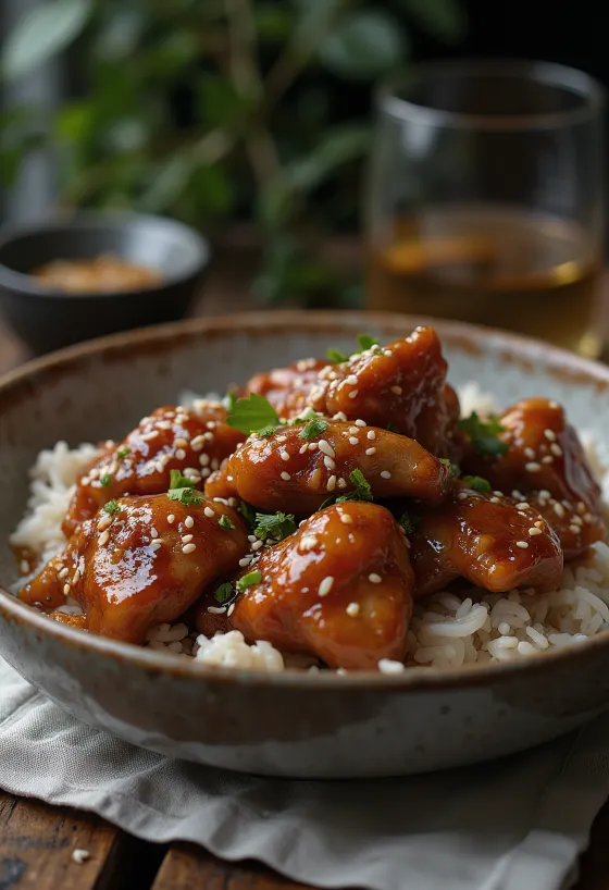 Medové kura upečené dozlatista, posypané sezamom a čerstvými bylinkami