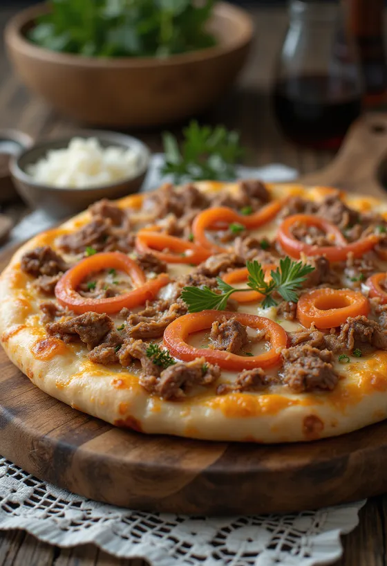 Kazašská pizza s hovädzím alebo konským mäsom