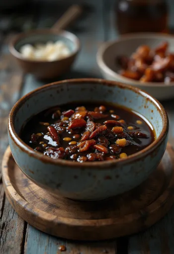 Zmes BBQ marinády s balzamikom a medom v miske