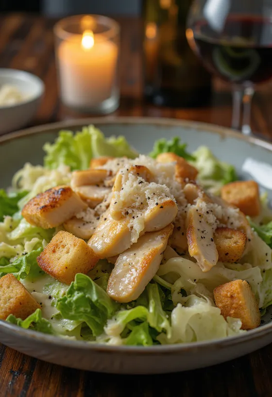 Klasický Caesar šalát s chrumkavými krutónmi a parmezánom