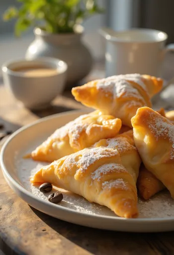 Kávovo-smotanové samosy servírované