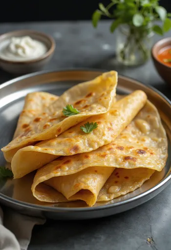 Paper dosa extra tenká, upečená do chrumkava, podávaná s čerstvým strúhaným kokosom