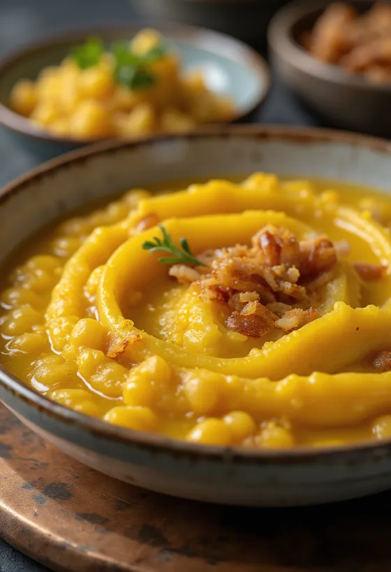 Hrachový prívarok s čerstvou petržlenovou vňaťou a chrumkavou prílohou