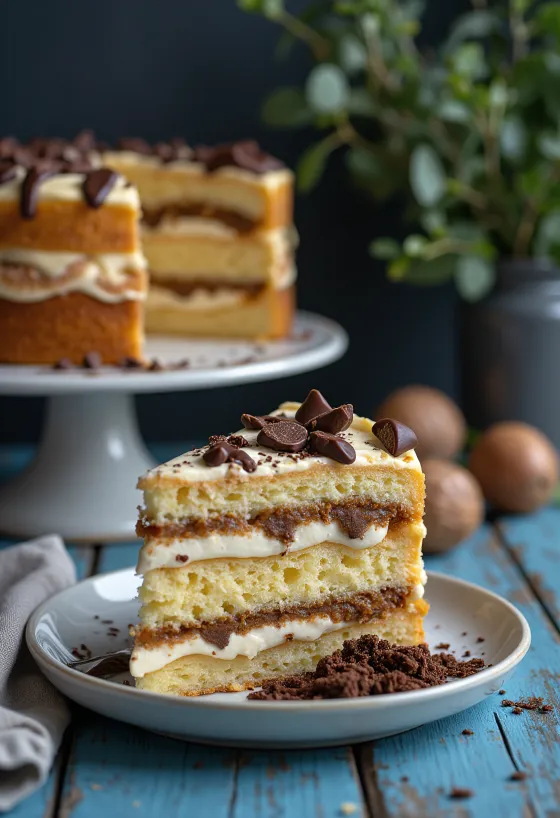 Nakrájaná piškótová gaštanová torta