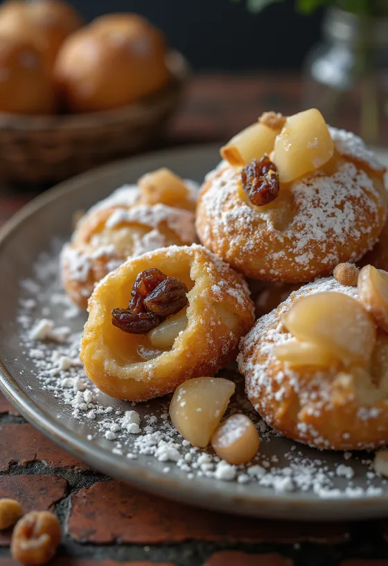Oliebollen servírované na tanieri