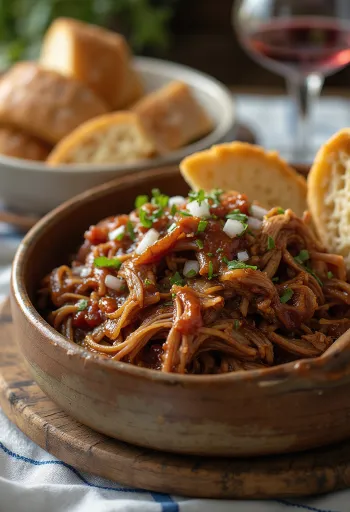 BBQ pulled pork podávané v čerstvej žemli s kyslou kapustou