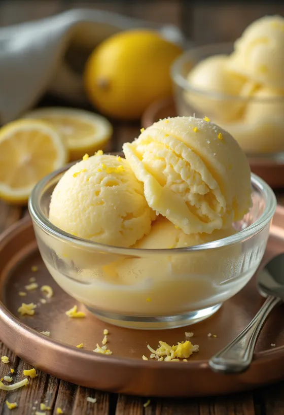 Osviežujúca citrónová zmrzlina servírovaná