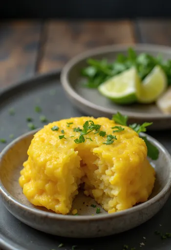 Tamalito s limetkou, čerstvé jedlo z kukuričnej múky, servírované s čerstvou limetkou