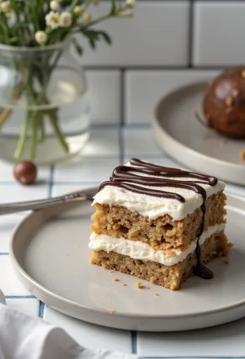 Gaštanová torta bez cukru s mascarpone krémom a horkou čokoládou