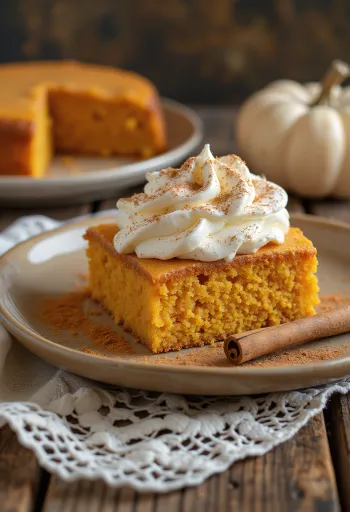 Tekvicová krémová torta pri podávaní