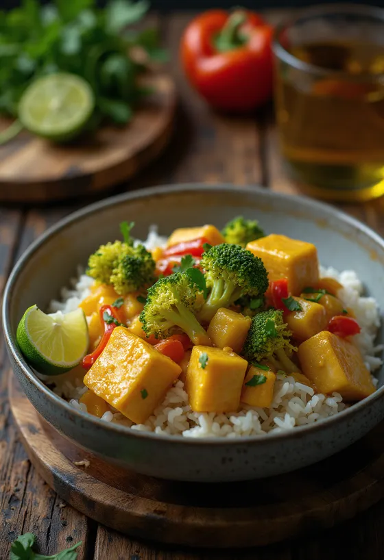 Zeleninové kari s tofu a ryžou