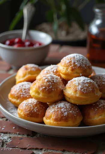 Dánske guľaté palacinky Aebleskiver, čerstvo upečené
