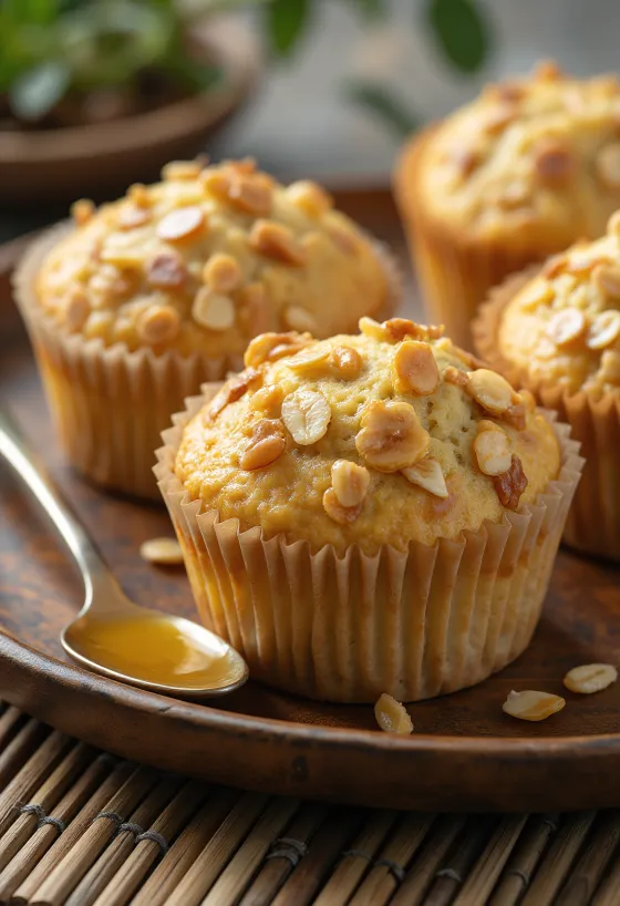 Servírované medové muffiny s ovsenými vločkami