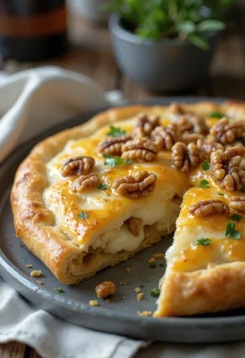 Dozlatista upečené calzone s orechmi a gorgonzolou