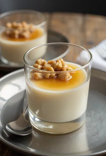 Servírovaná medovo-orechová panna cotta