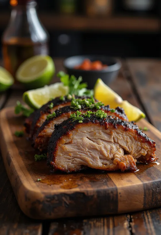 Jerk pork podávané s ryžou a hráškom