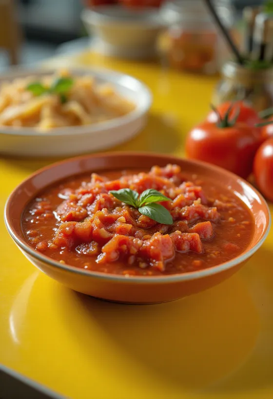 Omáčka Arrabbiata servírovaná s cestovinami