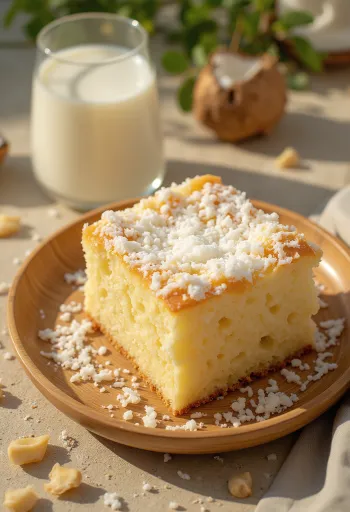 Bezmliečna kokosová torta zdobená strúhaným kokosom