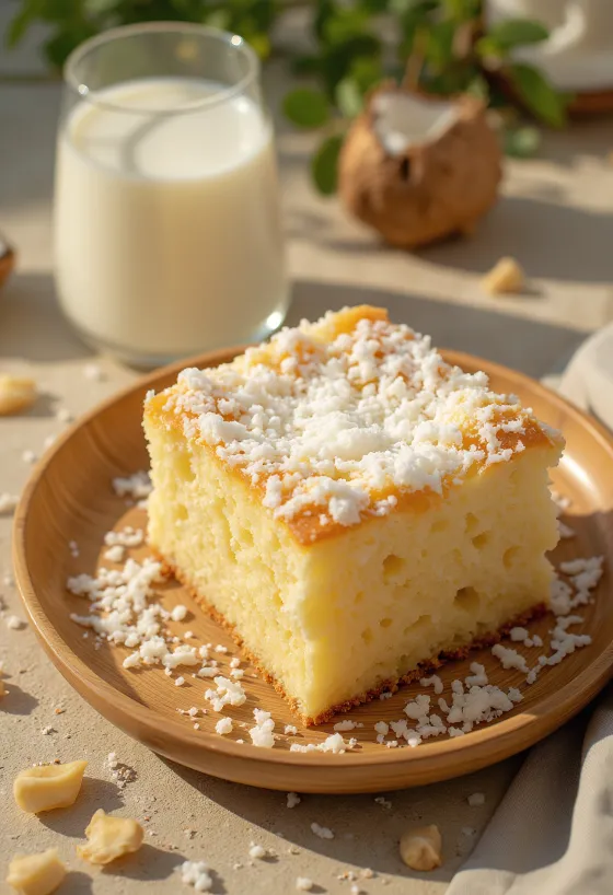 Bezmliečna kokosová torta zdobená strúhaným kokosom