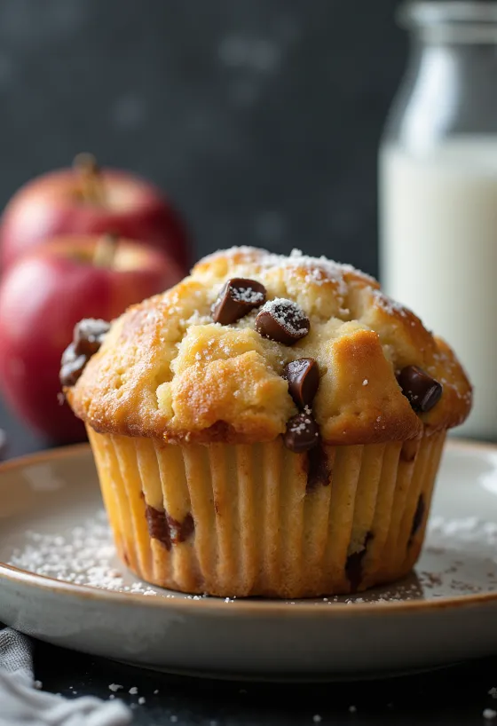 Jablkovo-čokoládové muffiny servírované