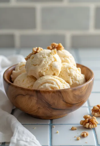 Orechová zmrzlina servírovaná