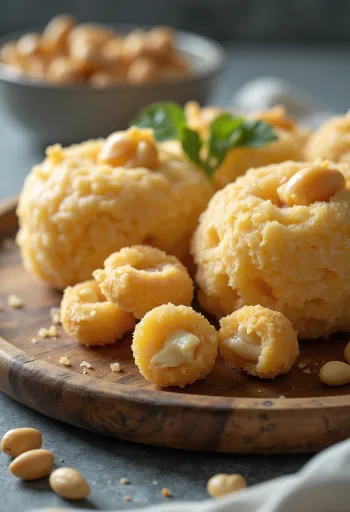 Paçoca s kondenzovaným mliekom, podávané s arašidmi a ďalšími ingredienciami