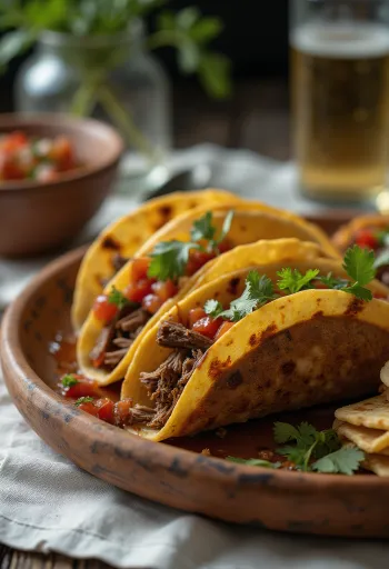 Servírované Tacos de Res con Salsa Chipotle