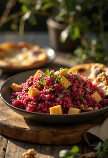 Cviklové quinoa karí s tofu