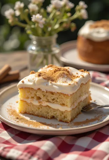 Škoricová krémová torta nakrájaná na rezy