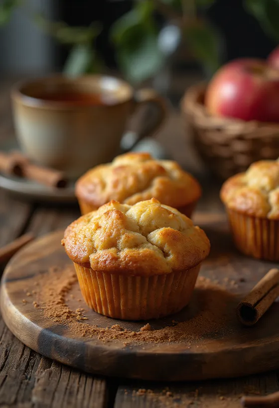 Jablkovo-škoricové muffiny pripravené na servírovanie