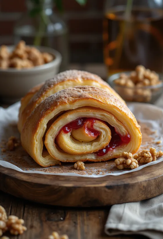 Trdelník s džemom na tanieri