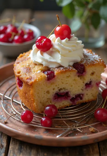 Škoricová torta s ríbezľami podávaná na rezy
