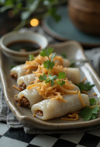 Bánh cuốn s ryžovým cestom, lákavé vietnamské jedlo s čerstvými surovinami