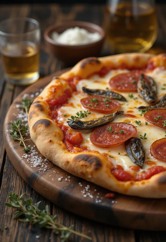 Pizza Diavola s ančovičkami a čili