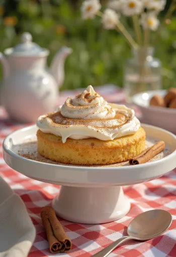 Škoricová šľahačková torta posypaná škoricou