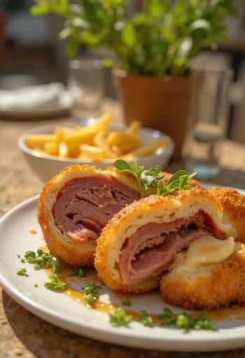 Cachopo španielske plnené mäso servírované