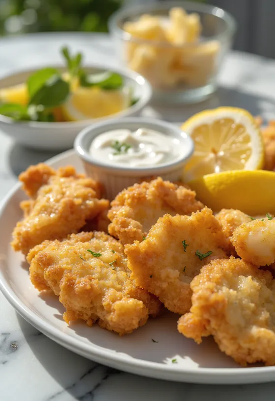 Vyprážaný mozoček podávaný v chrumkavom trojobale s čerstvou zeleninou